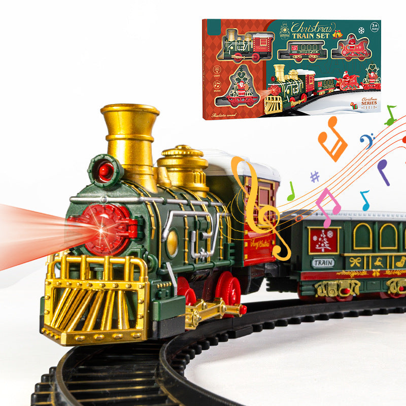 Christmas Train Set Electric Railway – Classic Retro Model Toy with Tracks for Kids