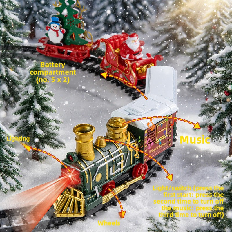 Christmas Train Set Electric Railway – Classic Retro Model Toy with Tracks for Kids