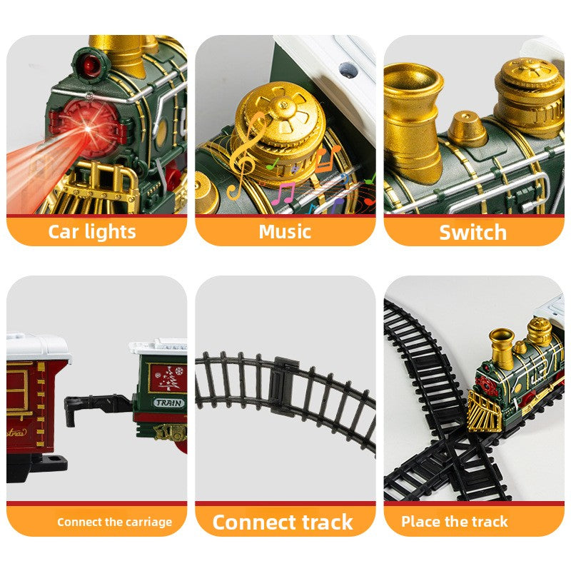 Christmas Train Set Electric Railway – Classic Retro Model Toy with Tracks for Kids