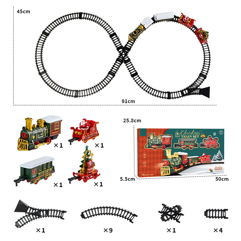 Christmas Train Set Electric Railway – Classic Retro Model Toy with Tracks for Kids