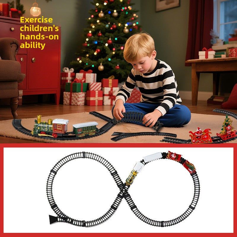 Christmas Train Set Electric Railway – Classic Retro Model Toy with Tracks for Kids