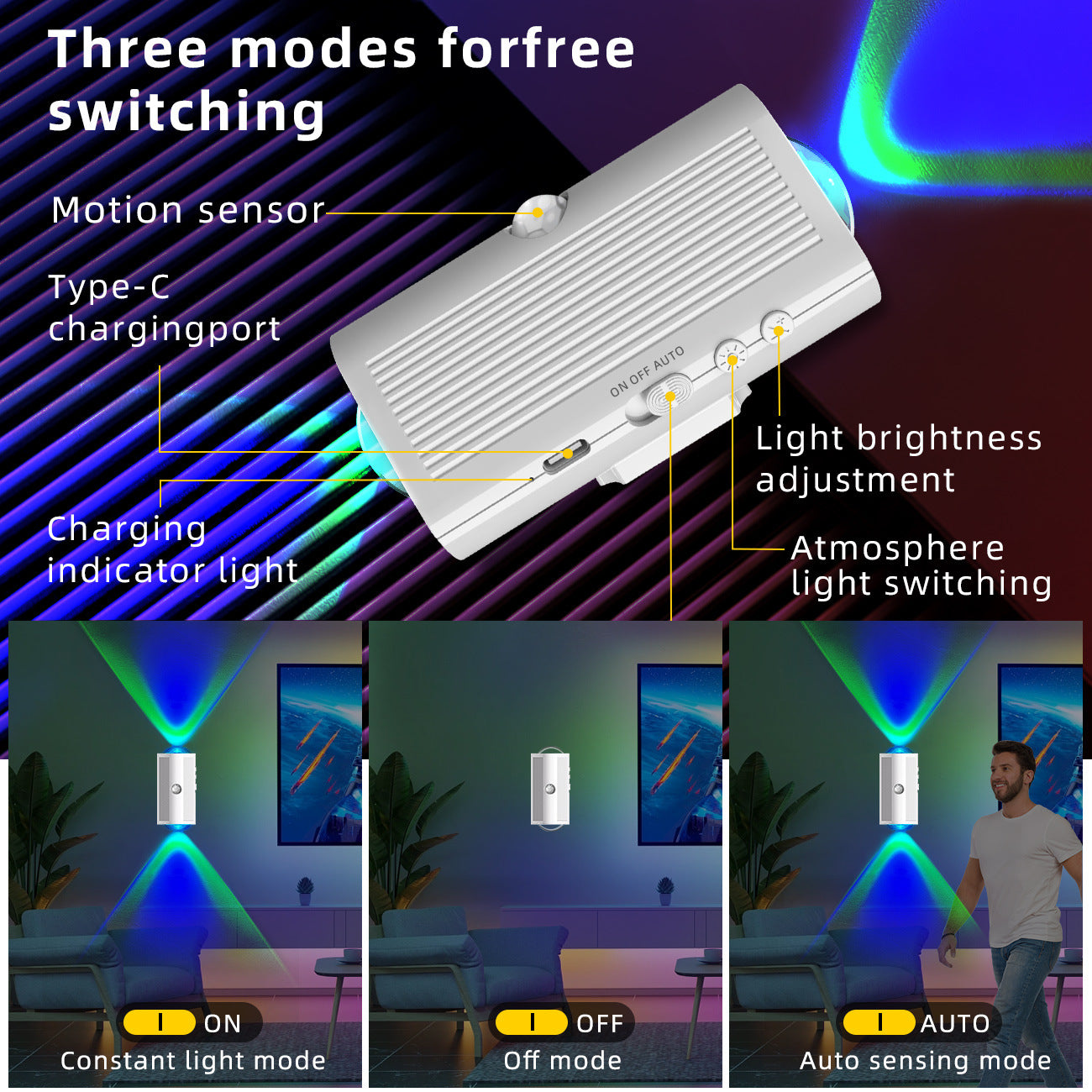 Bedroom hallway magnetic wall light night sensor lamp