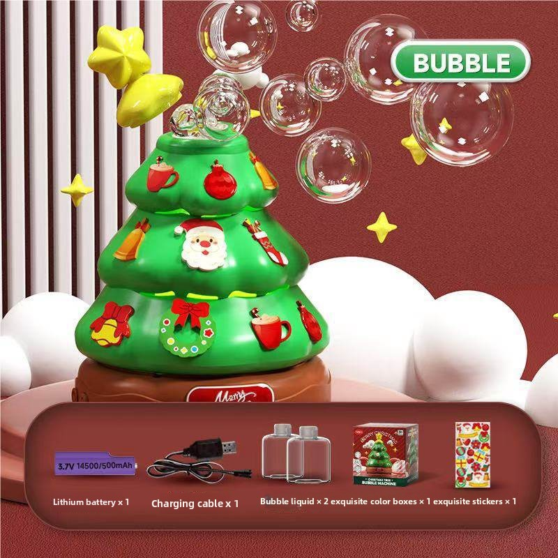 Christmas tree bubble machine toy with music box