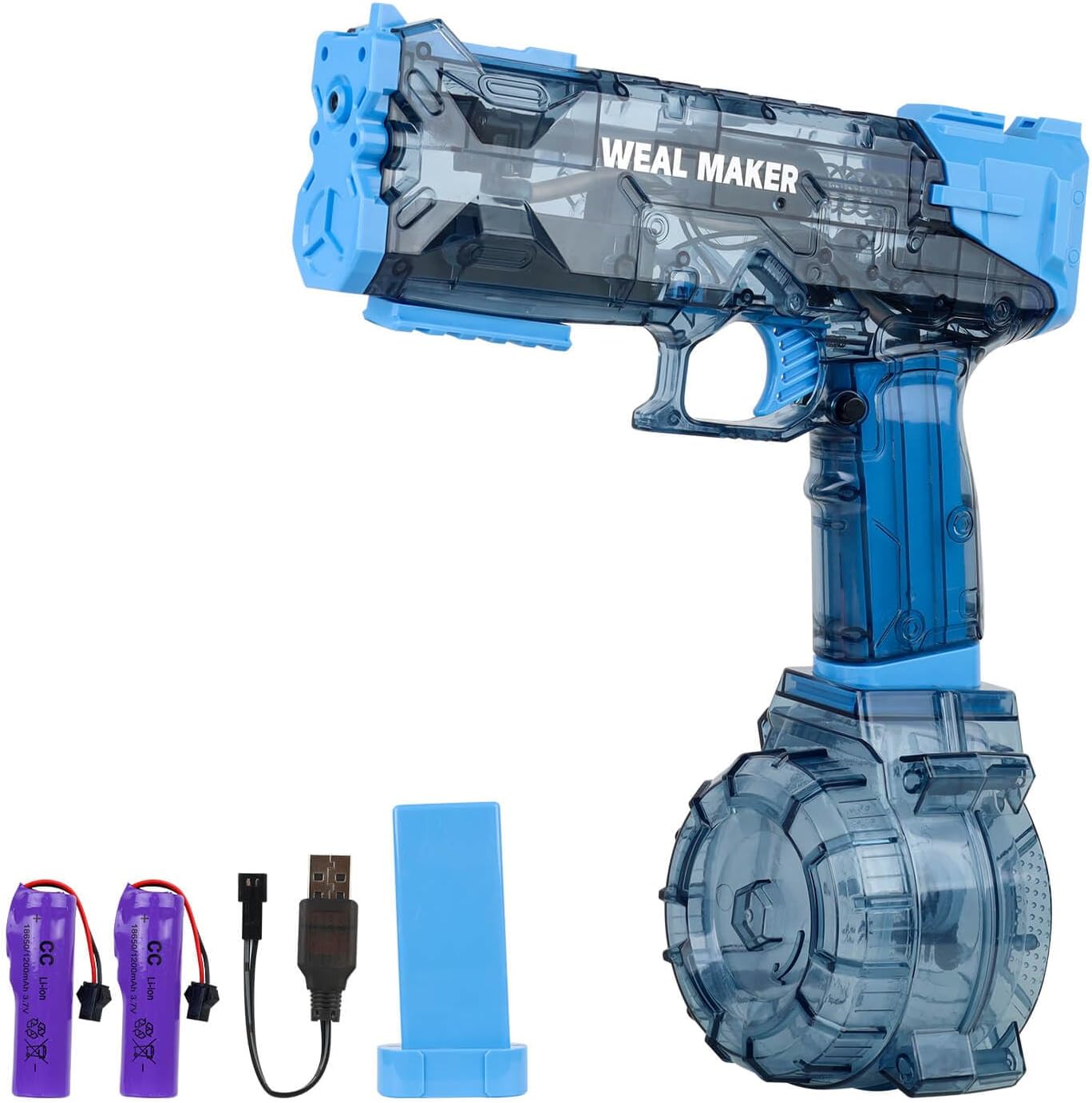 High-capacity electric water gun with dual rechargeable batteries
