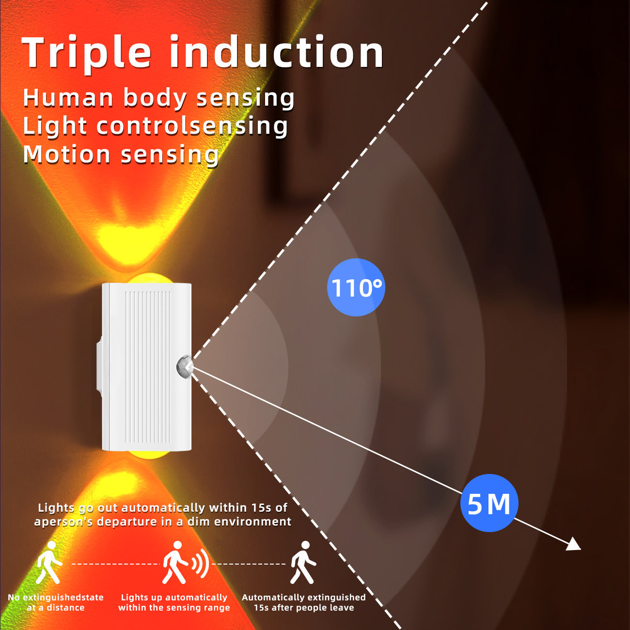 RGB color-changing motion sensor night light magnetic design