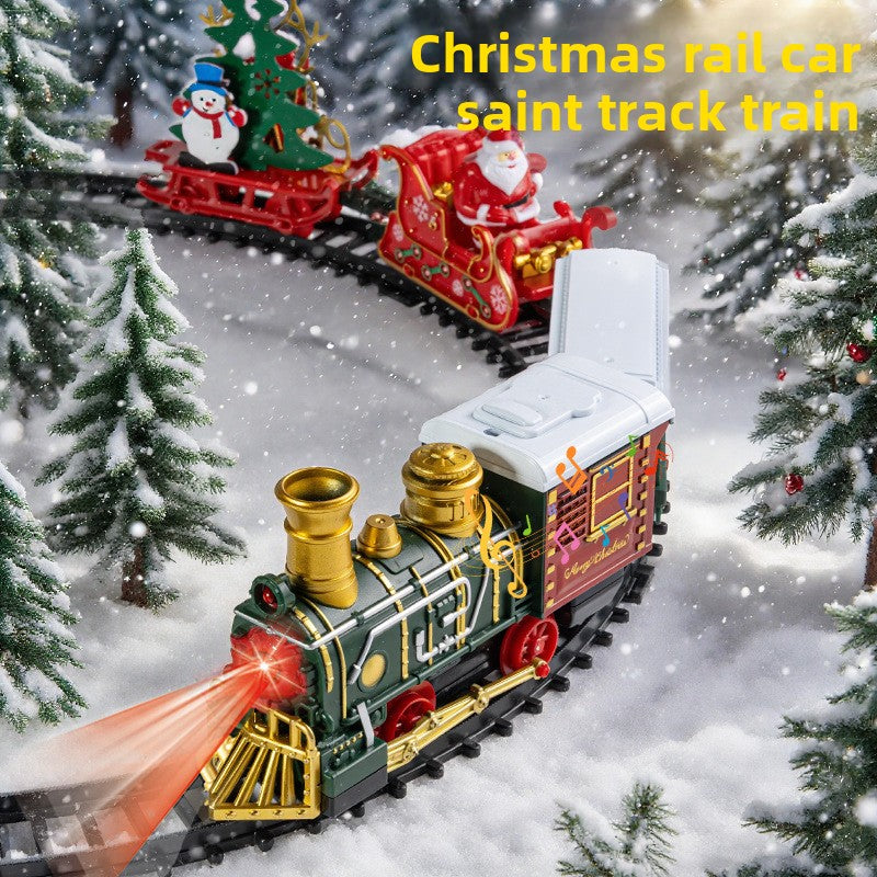 Christmas Train Set Electric Railway – Classic Retro Model Toy with Tracks for Kids