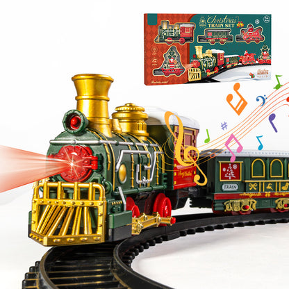 Christmas Train Set Electric Railway – Classic Retro Model Toy with Tracks for Kids