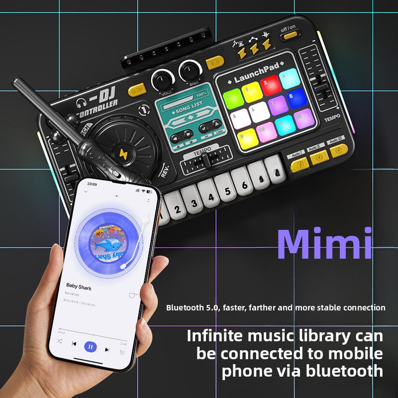 Kids DJ Mixer Toy – Multi-Function Bluetooth Music Playset with Microphone & Piano Keys
