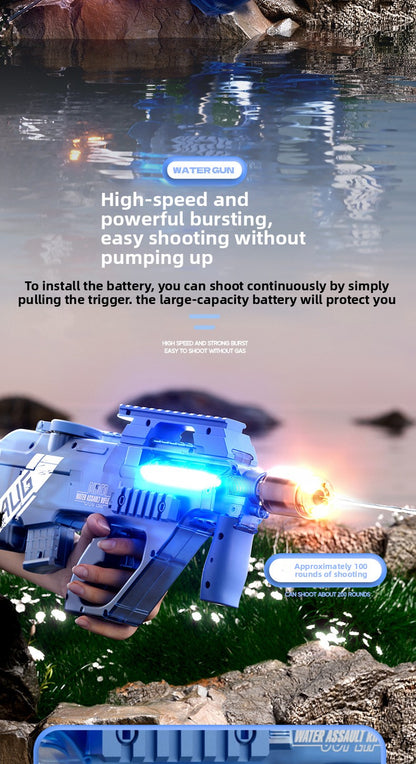 P90 Electric Water Gun with Lights – AUG Style Automatic Water Blaster Toy for Kids Summer Beach Battles