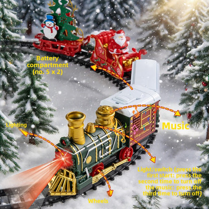 Christmas Train Set Electric Railway – Classic Retro Model Toy with Tracks for Kids