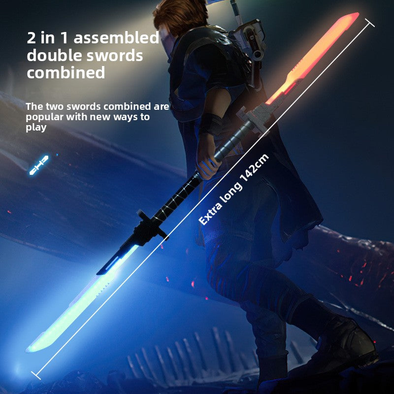 Pixel Laser Sword Toy – 2-in-1 Light-Up Saber with 7 Colors & Sound Effects for Kids