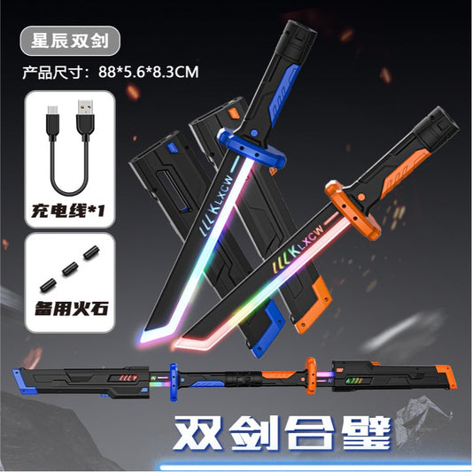 Galaxy Spark Lightsaber Toy – LED Laser Sword with Mist Spray for Kids