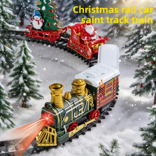 Christmas Train Set Electric Railway – Classic Retro Model Toy with Tracks for Kids