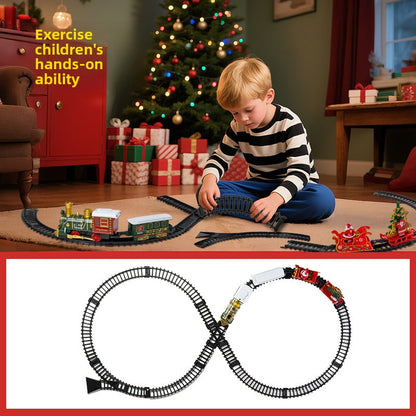 Christmas Train Set Electric Railway – Classic Retro Model Toy with Tracks for Kids