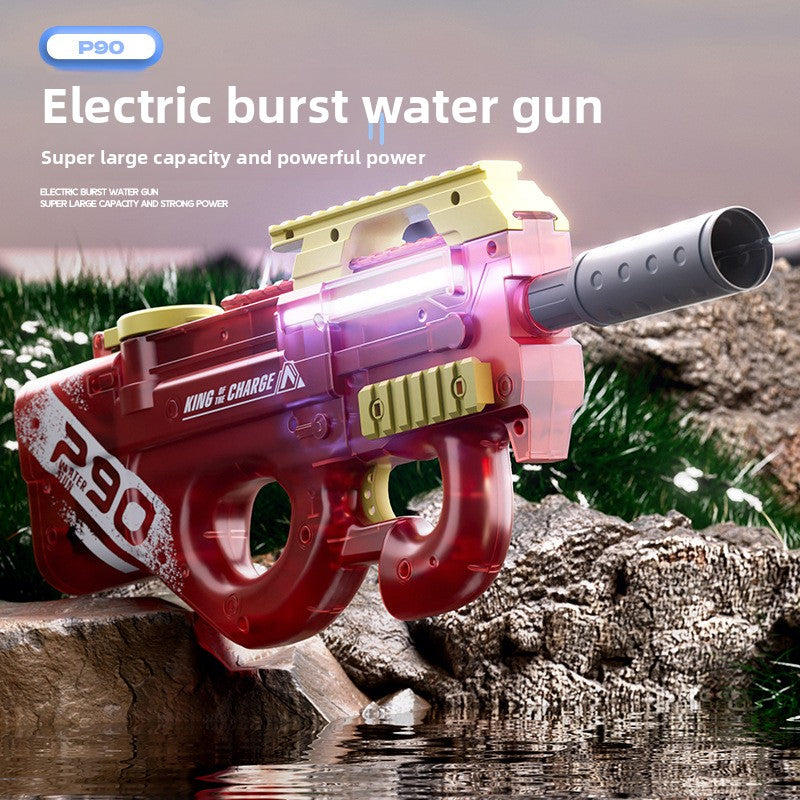 P90 Electric Water Gun with Lights – AUG Style Automatic Water Blaster Toy for Kids Summer Beach Battles