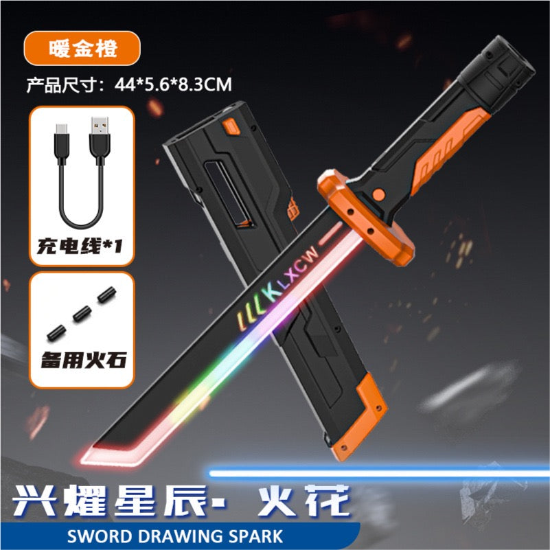 Galaxy Spark Lightsaber Toy – LED Laser Sword with Mist Spray for Kids