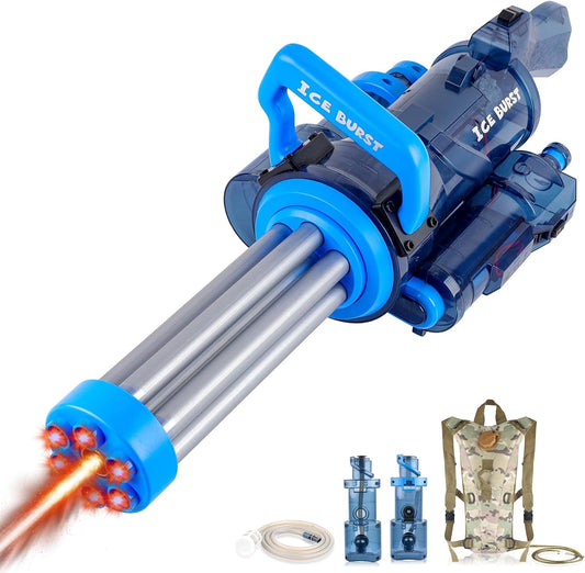 Automatic electric water gun with rotating barrels for rapid-fire action

