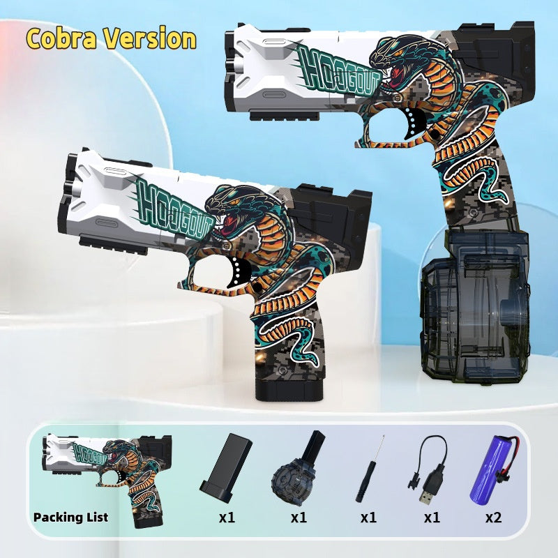 Close-up of Ice Blast water gun trigger and ergonomic handle design

