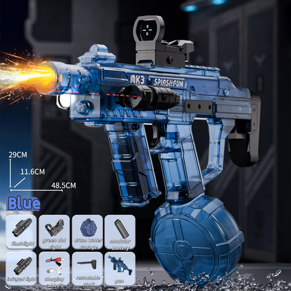 Close-up of MK3 water blaster trigger and ergonomic handle design

