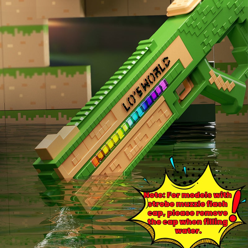 Close-up of pixel water gun’s LED pulse light nozzle


