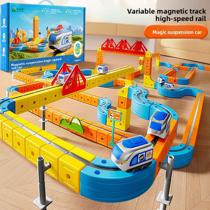 DIY Electric Magnetic Train Set – Magnetic Track Car Toys for Kids Boys & Girls