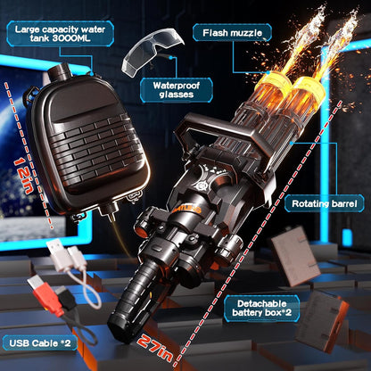 Electric Gatling water gun for kids and adults summer fun

