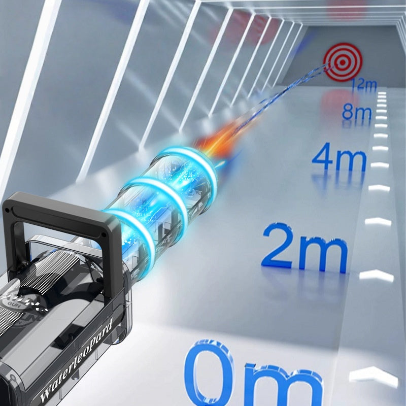 Electric rapid-fire water gun trigger close-up