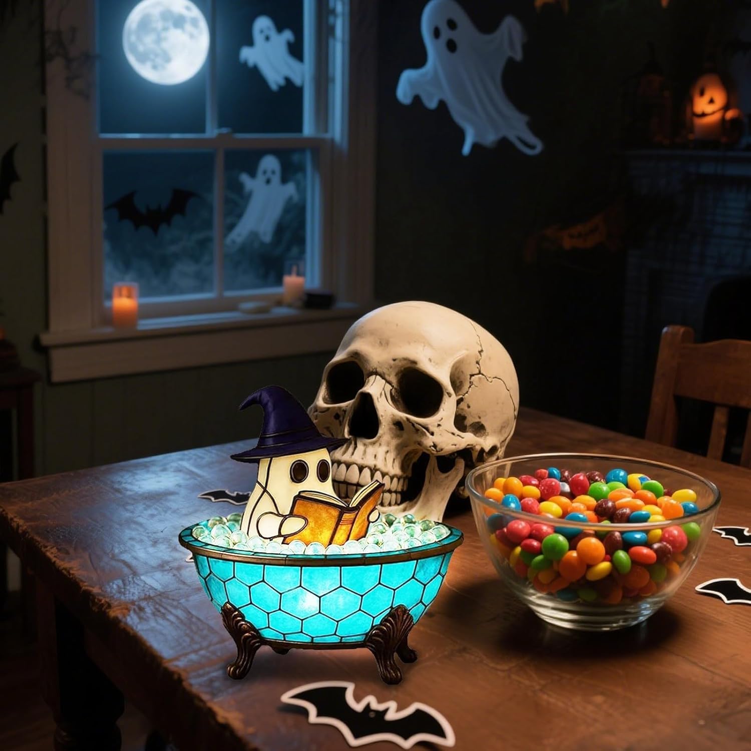 Halloween ghost night light color-changing bubble bath ambiance lamp
