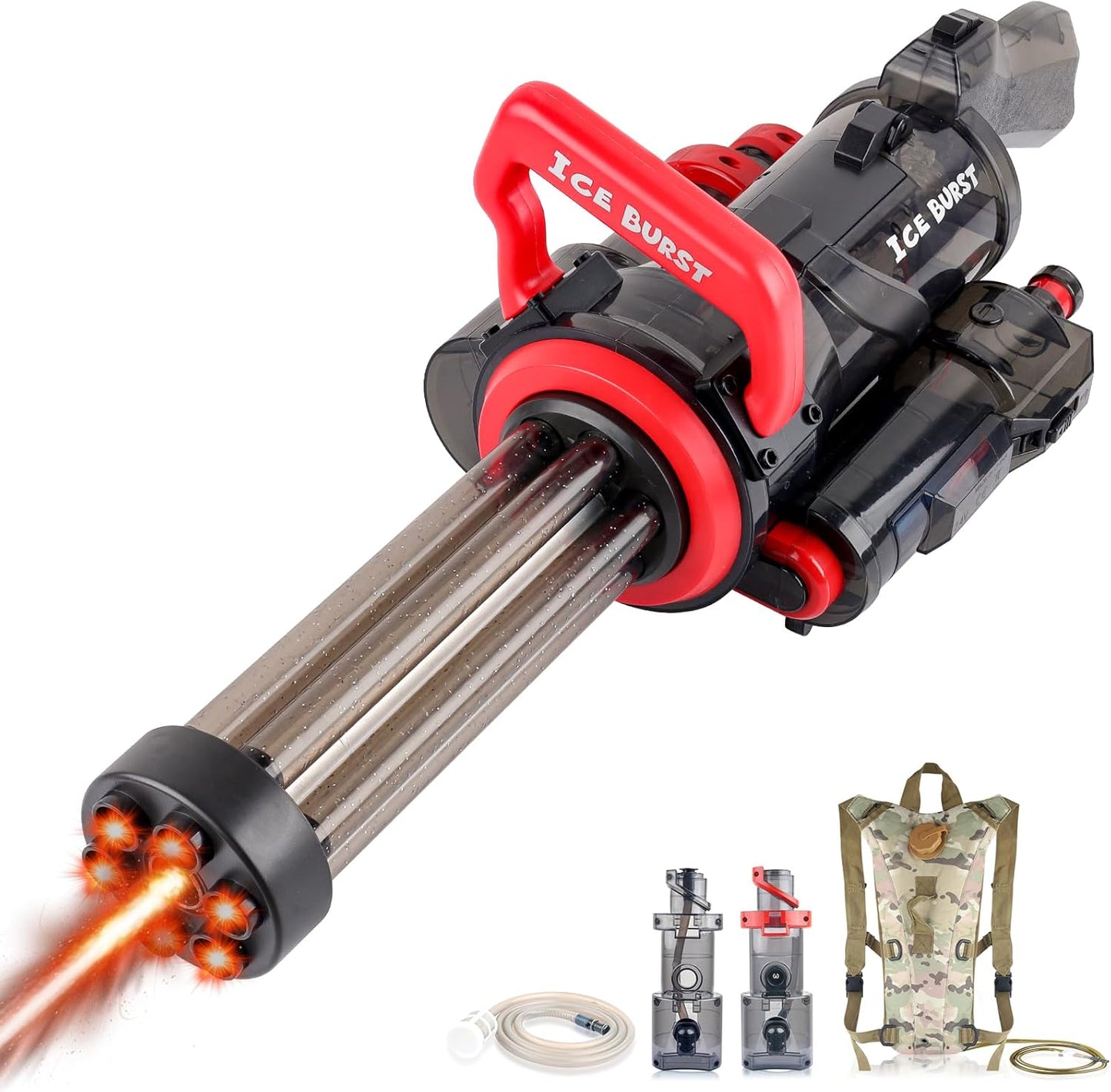 High-capacity water blaster featuring a backpack water tank


