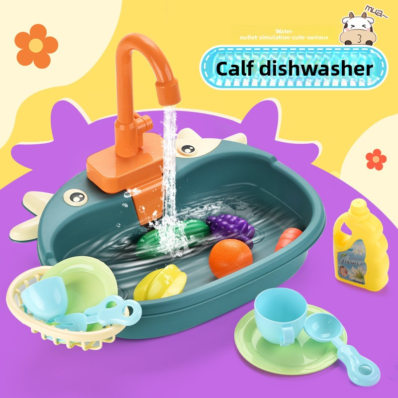 Kids Electric Play Sink Toy – Pretend Kitchen Washing Basin with Running Water