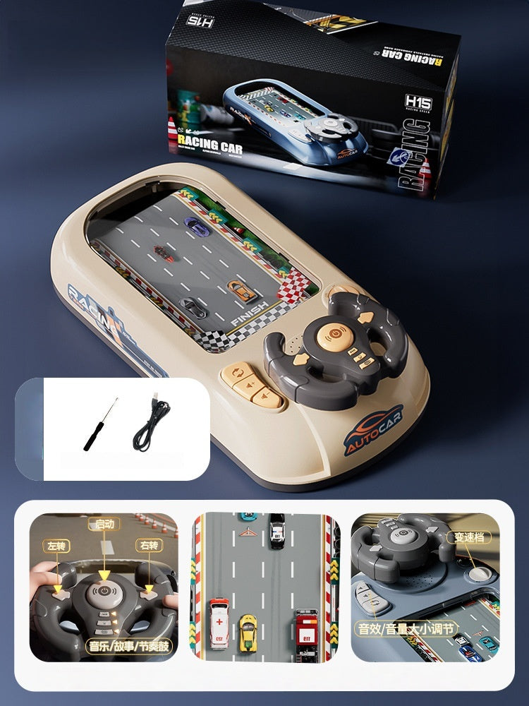 Kids obstacle-avoiding racing toy with steering wheel