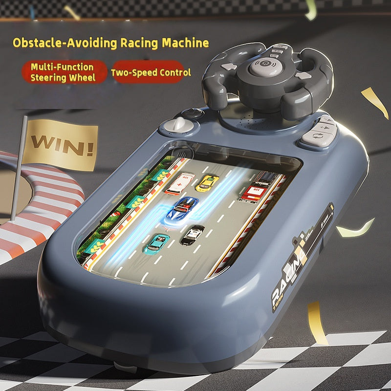 Kids obstacle-avoiding racing toy with steering wheel