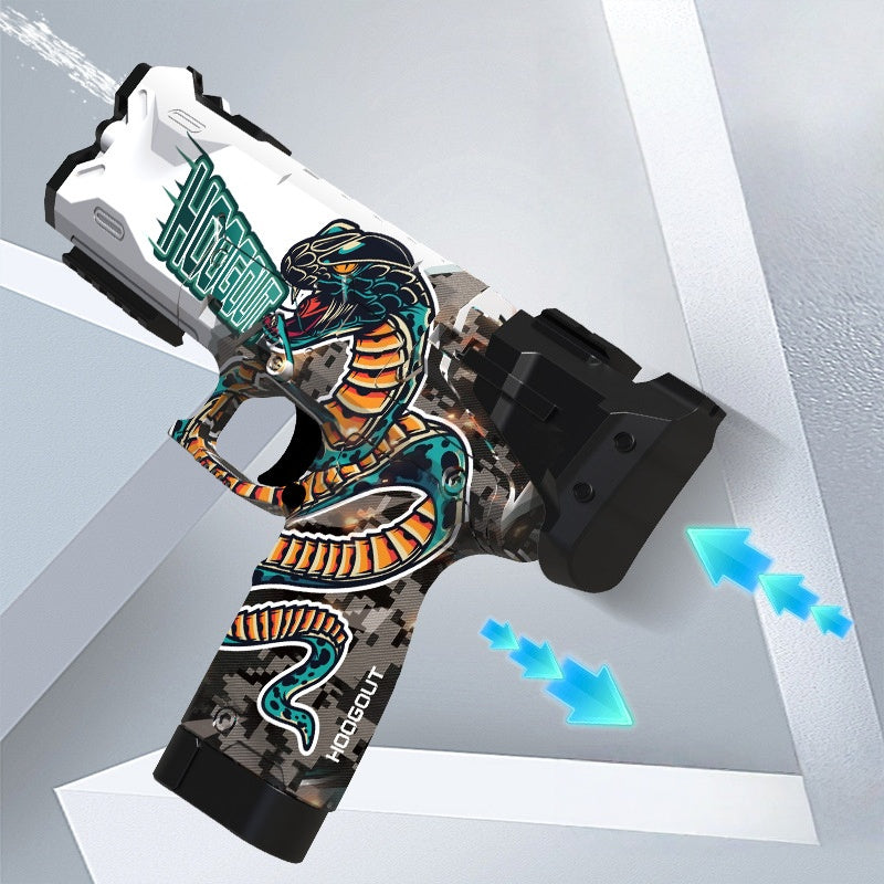 Kids enjoying outdoor water battle with Ice Blast electric water gun

