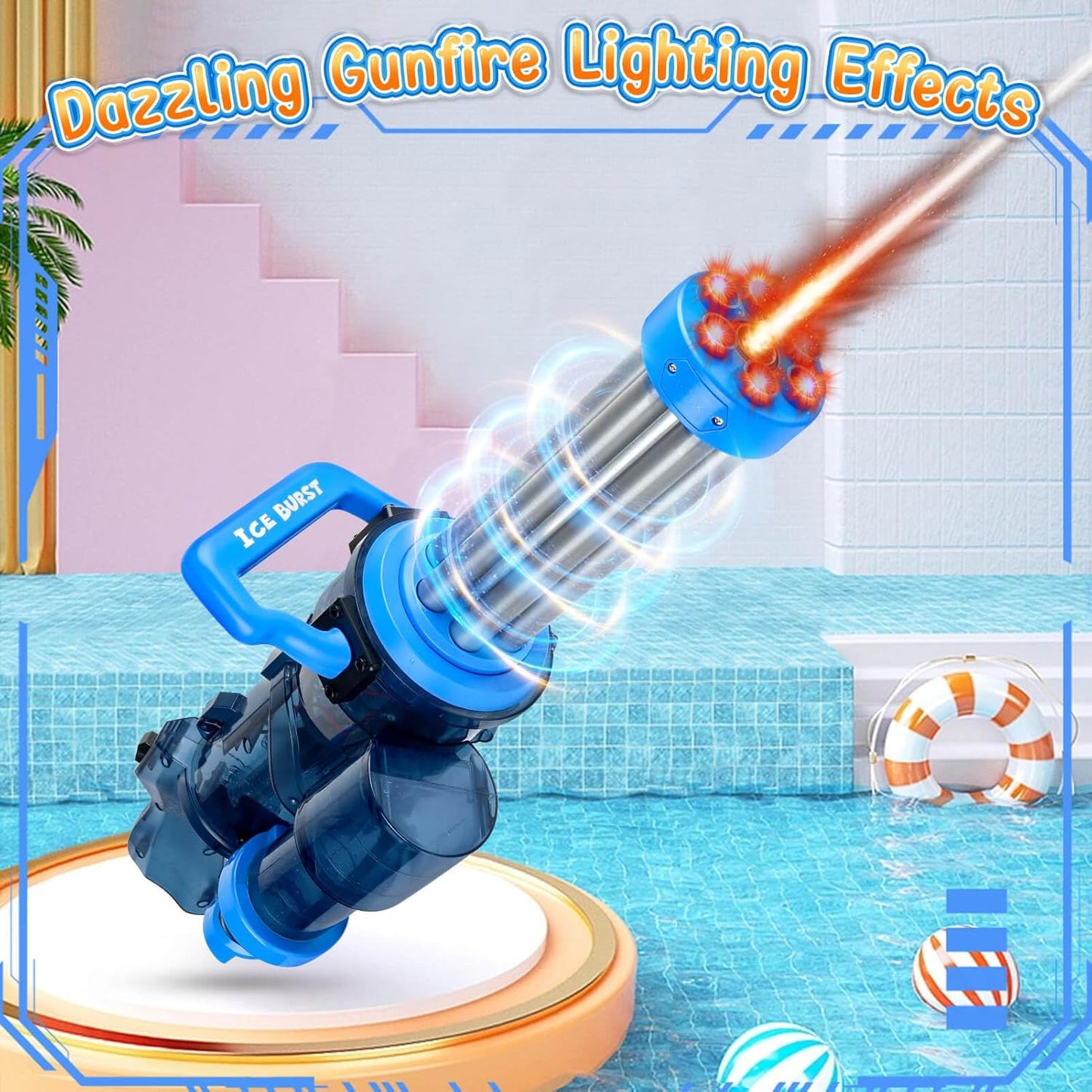 Long-range water gun with ergonomic handle and shoulder strap

