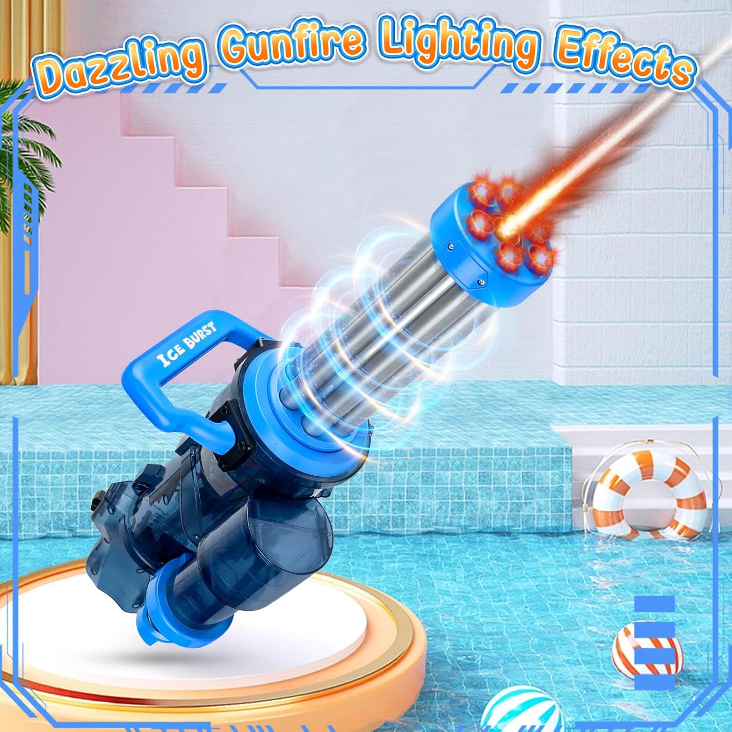 Long-range water gun with ergonomic handle and shoulder strap

