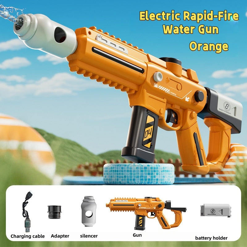 Outdoor summer toy: electric rapid-fire water gun with ergonomic grip

