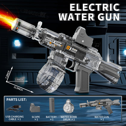 Side view of Green Snake M416 water blaster showing adjustable shoulder stock and recoil mechanism

