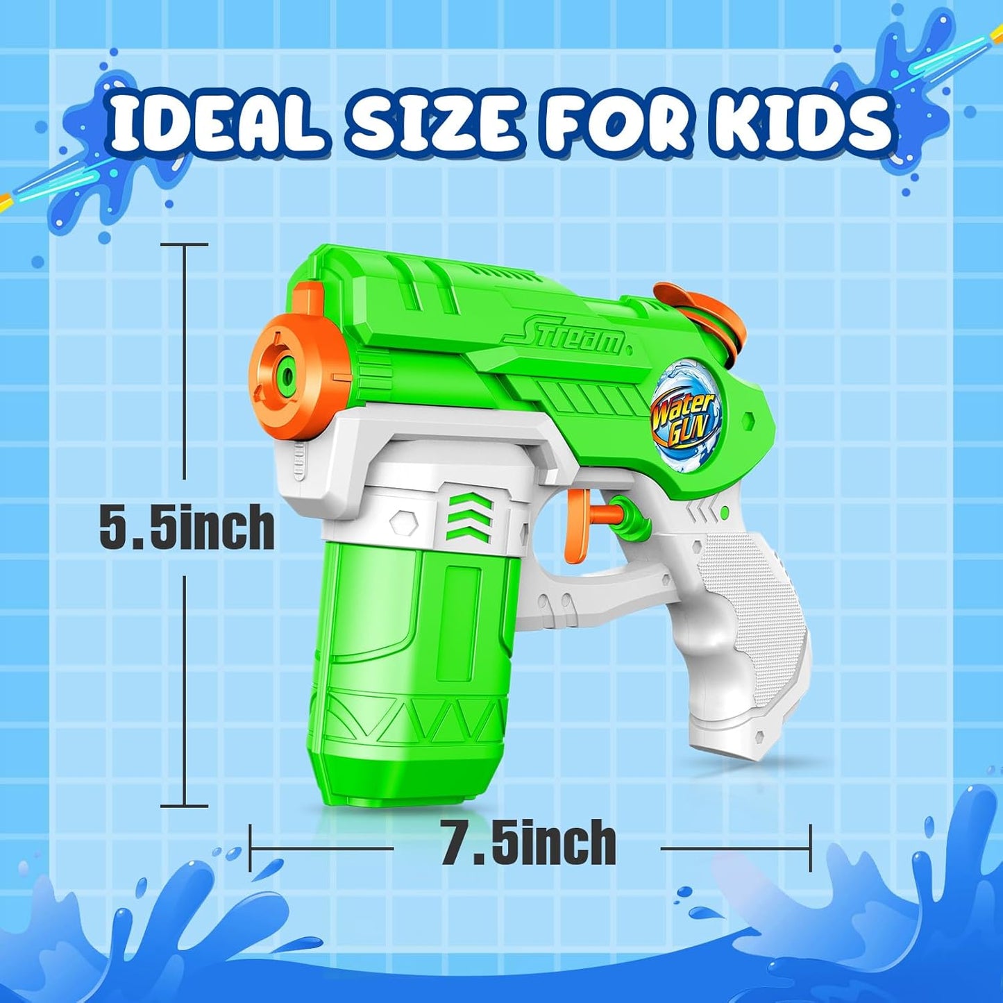 Super water gun with ergonomic grip and extended nozzle

