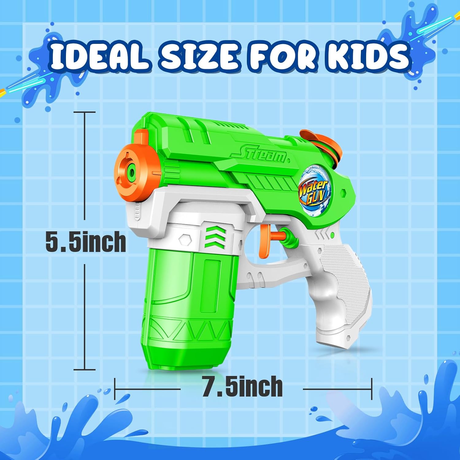 Super water gun with ergonomic grip and extended nozzle

