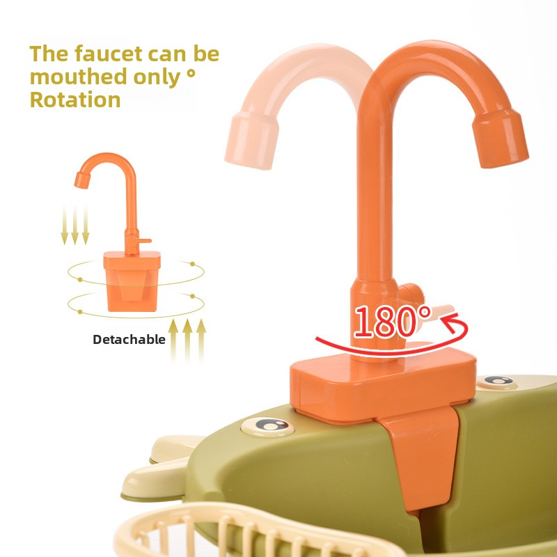 Toy Sink with Dishes – Electric Washing Basin Role Play Toy for Kids