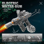 Uzi water gun shown with battery, magazine, sights, and charging cable