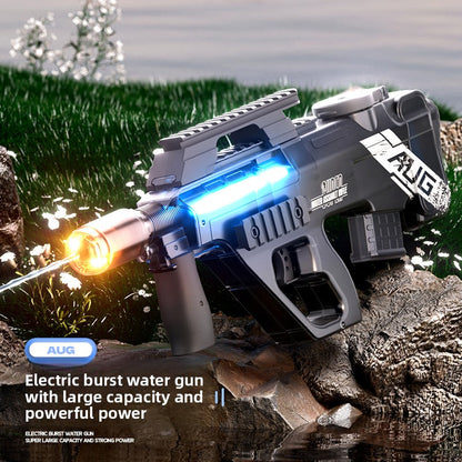 P90 Electric Water Gun with Lights – AUG Style Automatic Water Blaster Toy for Kids Summer Beach Battles