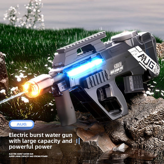 P90 Electric Water Gun with Lights – AUG Style Automatic Water Blaster Toy for Kids Summer Beach Battles