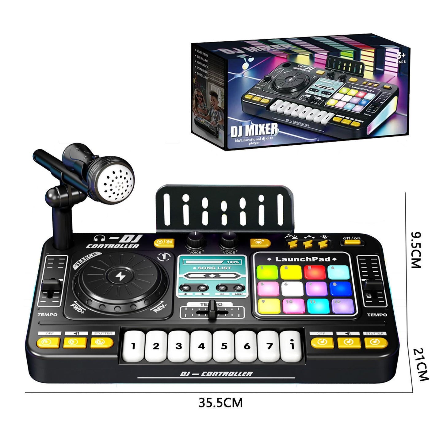 Kids DJ Mixer Toy – Multi-Function Bluetooth Music Playset with Microphone & Piano Keys
