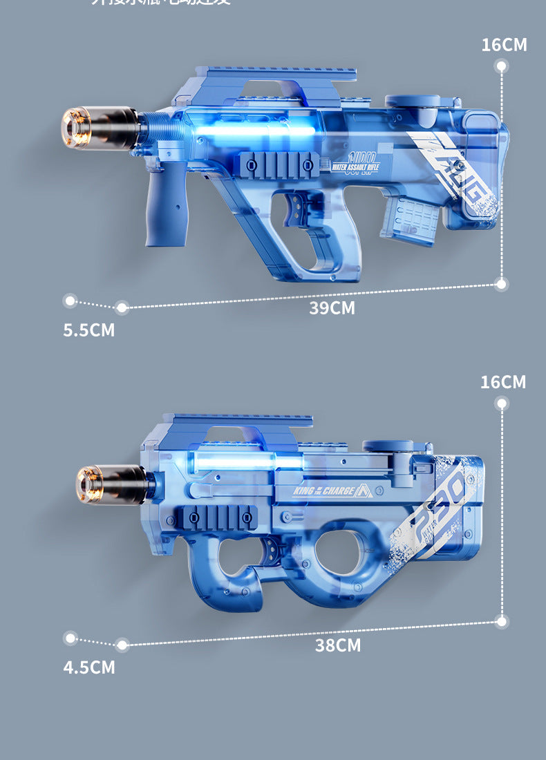 P90 Electric Water Gun with Lights – AUG Style Automatic Water Blaster Toy for Kids Summer Beach Battles