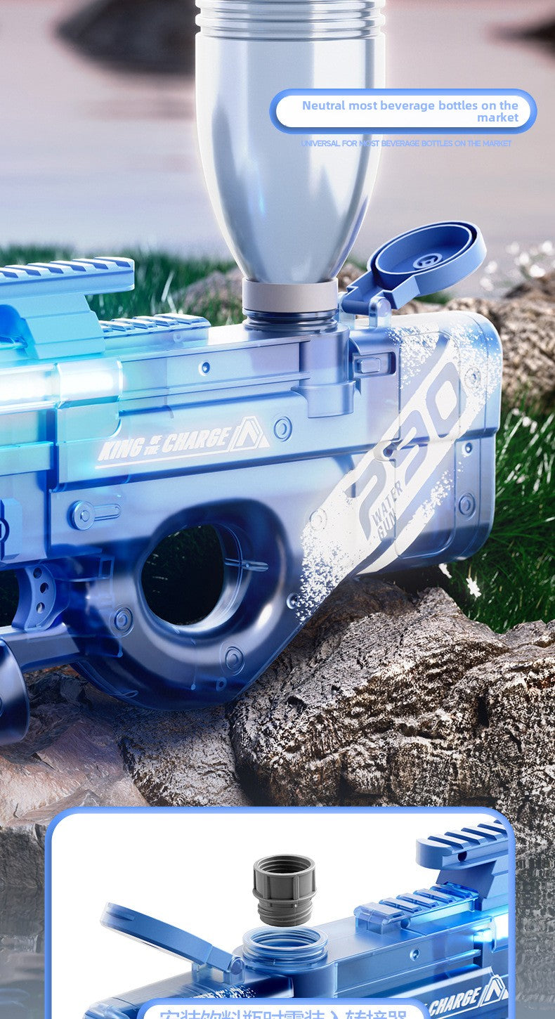 P90 Electric Water Gun with Lights – AUG Style Automatic Water Blaster Toy for Kids Summer Beach Battles
