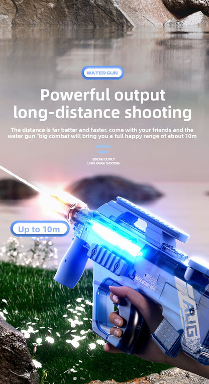 P90 Electric Water Gun with Lights – AUG Style Automatic Water Blaster Toy for Kids Summer Beach Battles