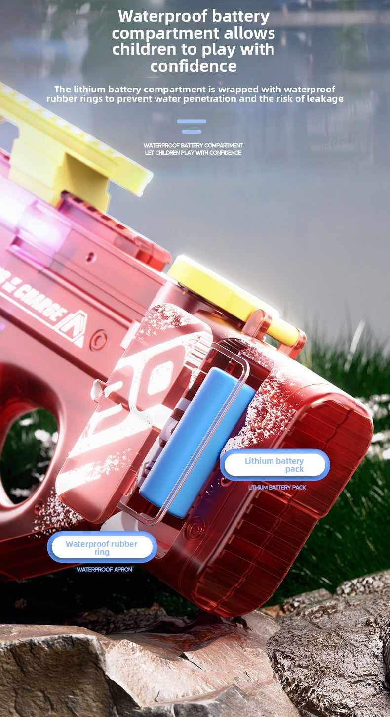 P90 Electric Water Gun with Lights – AUG Style Automatic Water Blaster Toy for Kids Summer Beach Battles